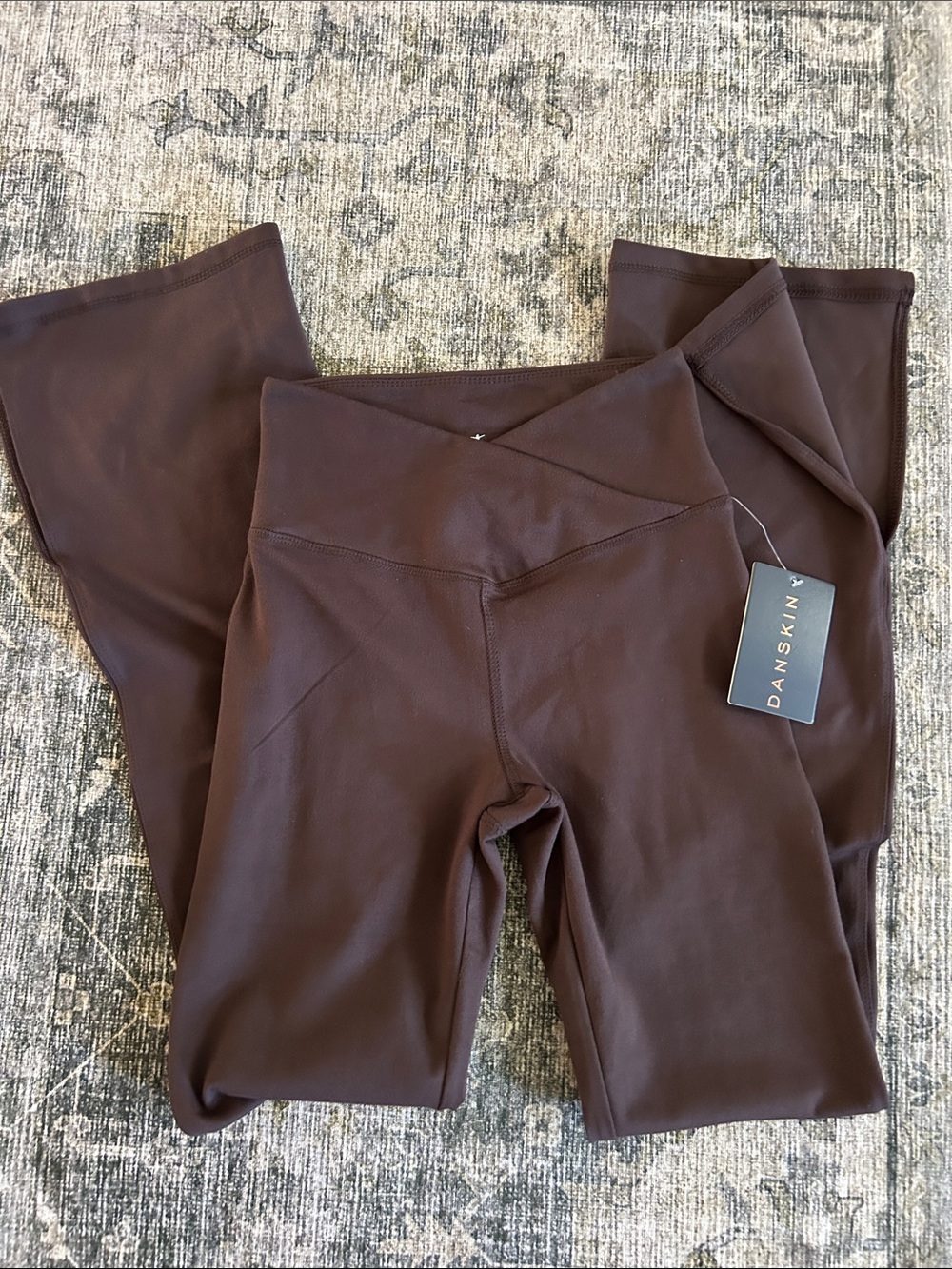 Danskin  Brown High-Rise Slit Flare Leggings